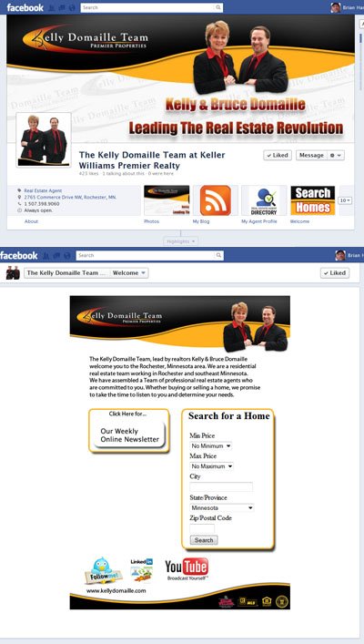 The Kelly Domaille Team Custom Facebook Timeline Cover Image, App View Image and Welcome iFrame Landing Tab for Business Pages