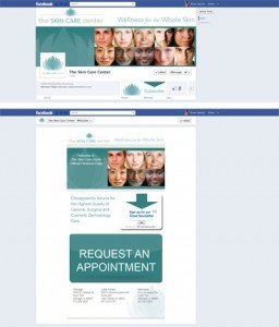 The Skin Care Center Custom Facebook Business Page Timeline Cover Image and Welcome Landing Applicaiton with App View designed by CustomTwit.com