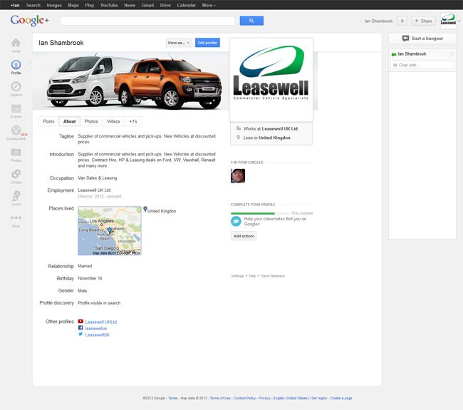 Leasewell UK Ltd Google Plus Profile designed by www.CustomTwit.com