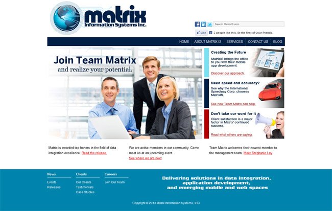 MatrixIS custom Wordpress site and blog design by www.CustomTwit.com